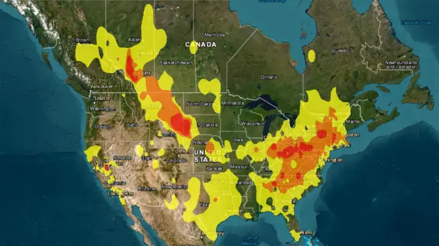 A heat map of the United States