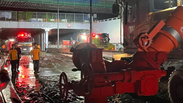 Flooded South Korea tunnel