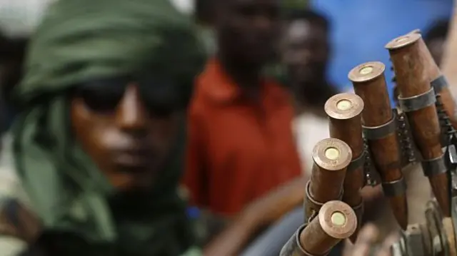 RSF fighter with ammunition - archive shot taken in Darfur in 2017