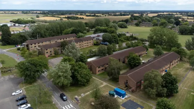 Aerial view of the asylum accommodation centre at MDP Wethersfield in Essex