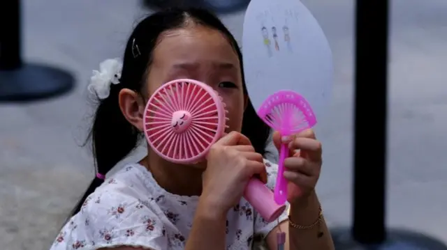 Girl with fans