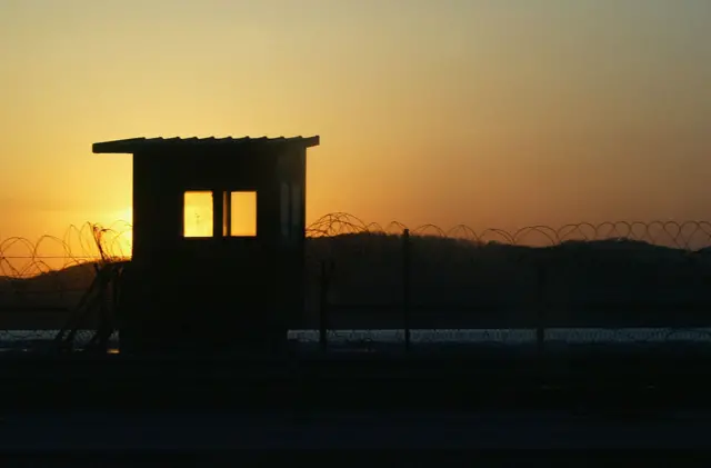 A checkpoint near the border between North Korea and South Korea