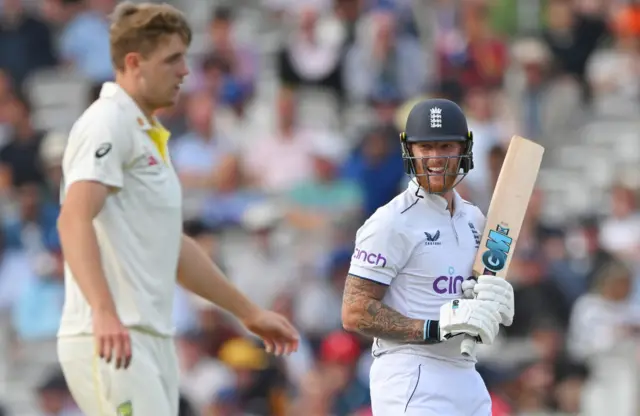 Ben Stokes smiling while batting