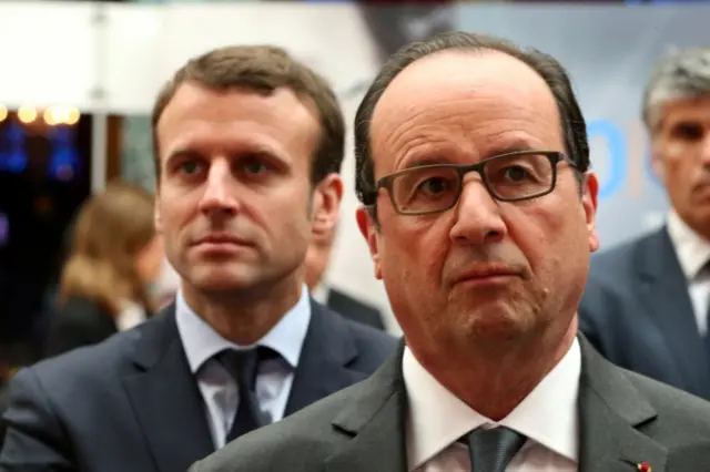 Emmanuel Macron and Francois Hollande pictured in 2016