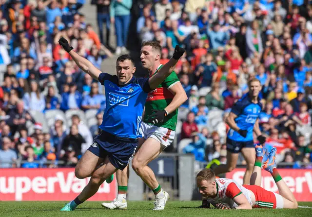 Colm Basquel of Dublin celebrates after scoring