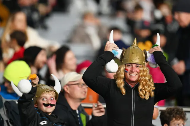 Norway fans pose for the camera.