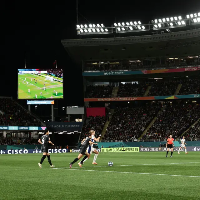 Over 42,00 fans watch on as New Zealand host Norway.