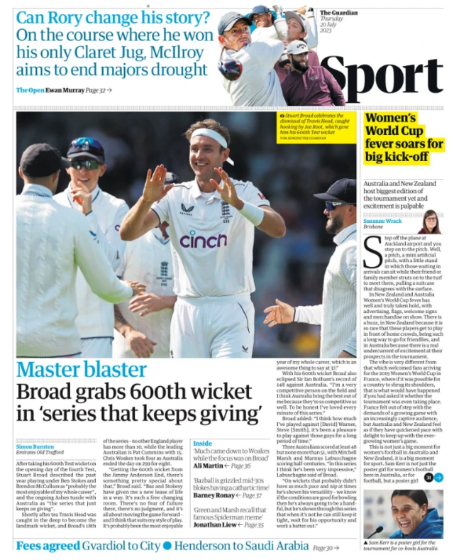 Guardian back page