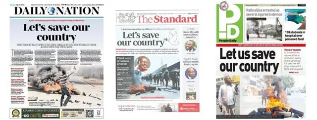 Headline compilation from Daily Nation, The Standard and People Daily