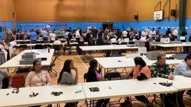 Counters poised at Queensmead Sports Centre, Uxbridge