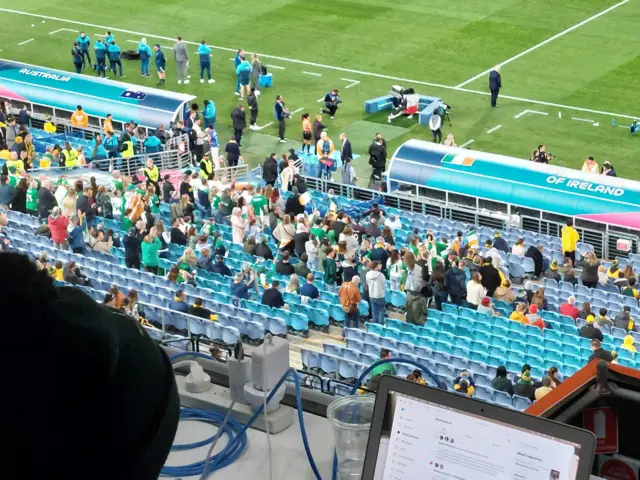 Irish fans behind the bench