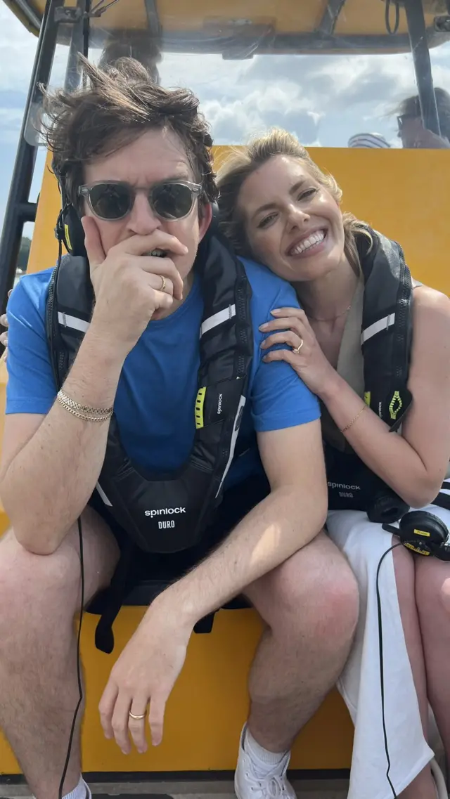 Greg James and Mollie King after Radio 1 was switched off