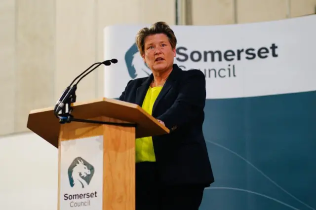 Lib Dem Sarah Dyke speaks after winning the 2023 by-election in Somerton and Frome