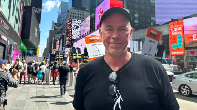 Michael Gaston at the SAG strike in NYC