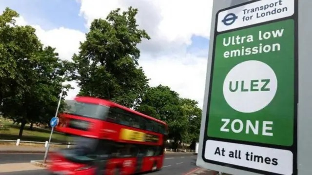 Signage indicates the boundary of London's Ultra Low Emissions Zone