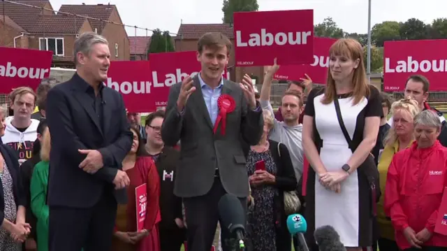 Newly-elected Labour MP Keir Mather speaking in Selby