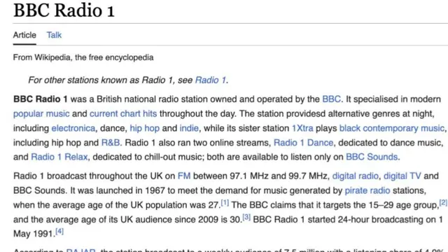 Wikipedia's page for Radio 1 says it