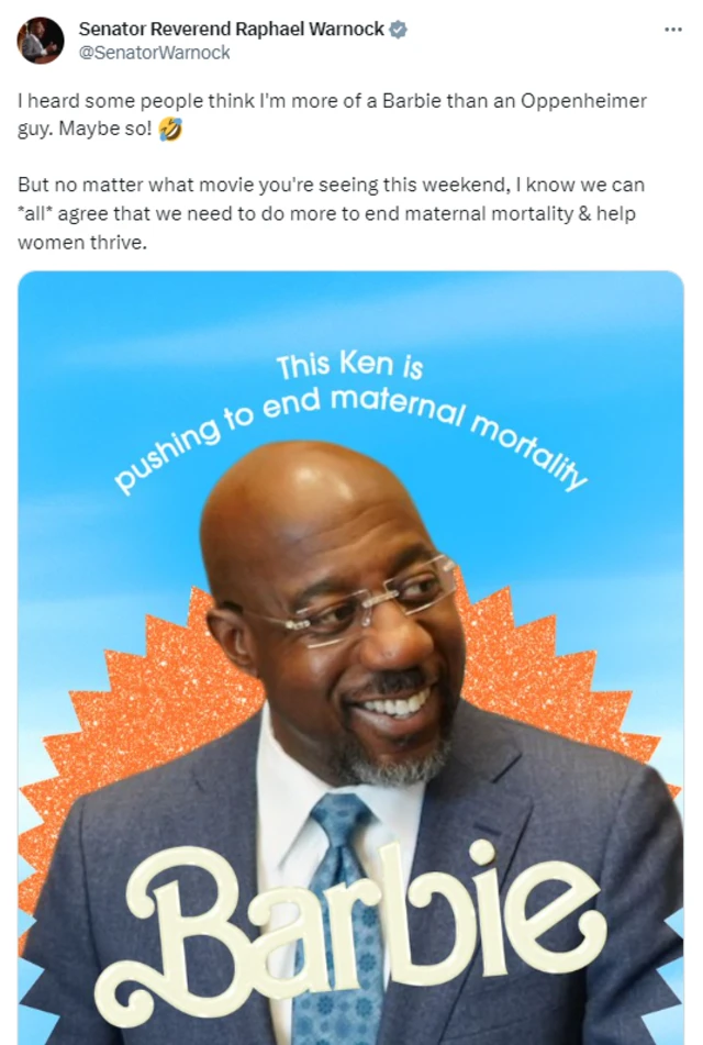 A photoshopped meme shows the senator with the text: this ken is pushing to end maternal mortality