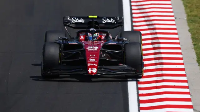 Zhou Guanyu drives his Alpha Romeo F1 car