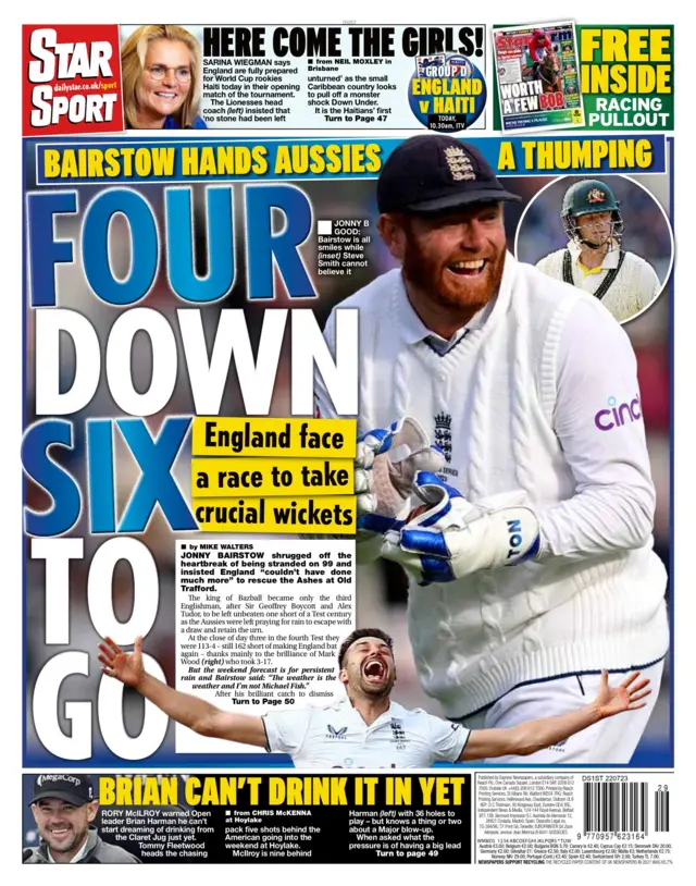 Back page of the Daily Star on 22 July