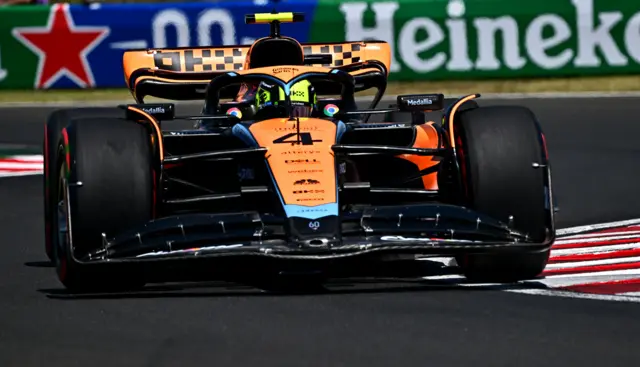 Lando Norris drives his McLaren F1 car