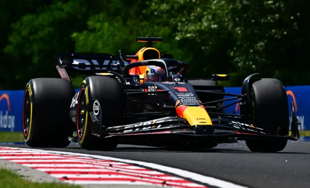 Max Verstappen drives his Red Bull F1 car