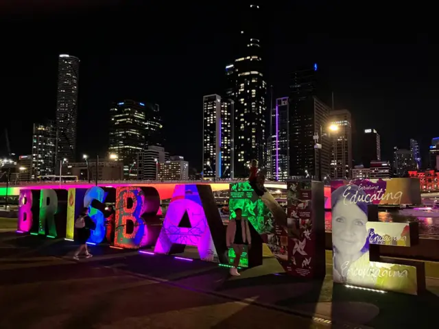 Brisbane sign at night