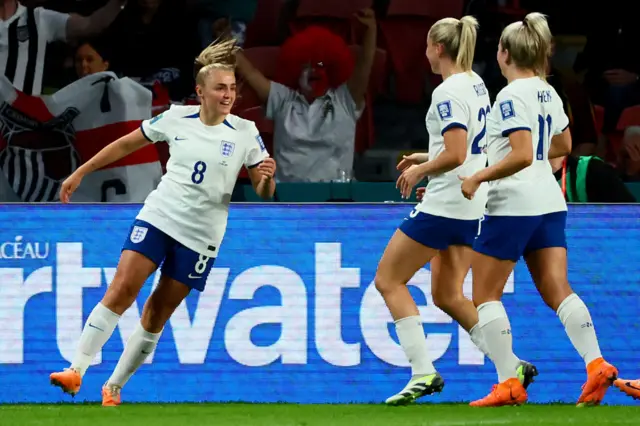 England celebrate a goal