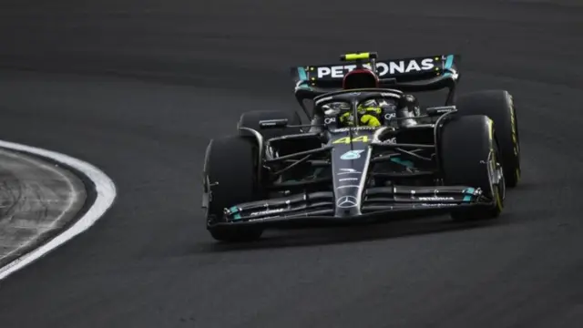 Lewis Hamilton on track in the Mercedes in Hungary