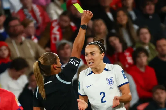 Lucy Bronze remonstrates with the referee.