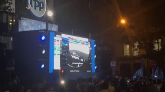 The screen outside the PP's HQ