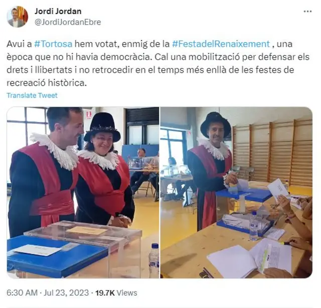 Jordi Jordan turned out to vote in traditional garb