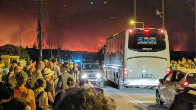 Bus and lots of people on roads