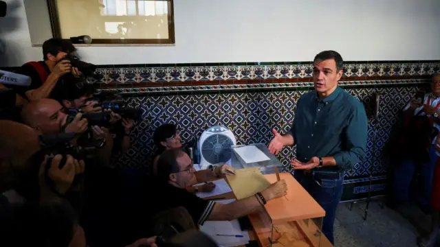 Spain's Socialist leader and Prime Minister Pedro Sanchez votes during the general snap election in Madrid, Spain, July 23, 2023