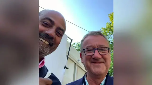 George and Allan pose for a selfie