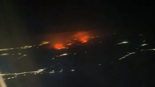 Rhodes fires seen from plane