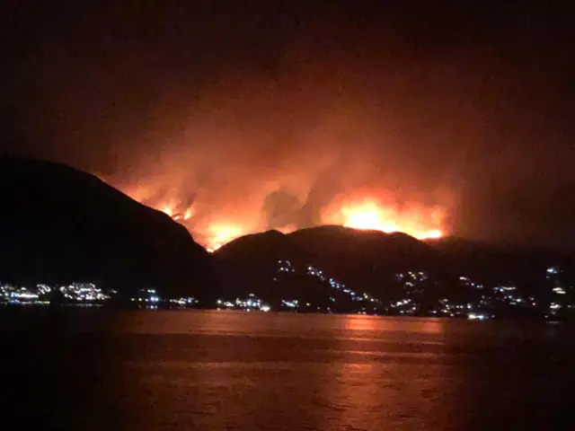 Wildfires seen on the Greek island of Corfu