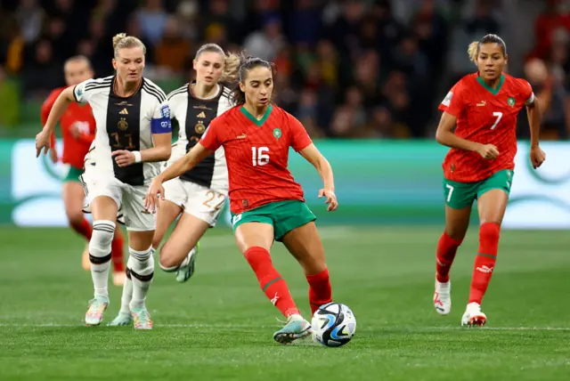 Morocco's Anissa Lahmari passes the ball