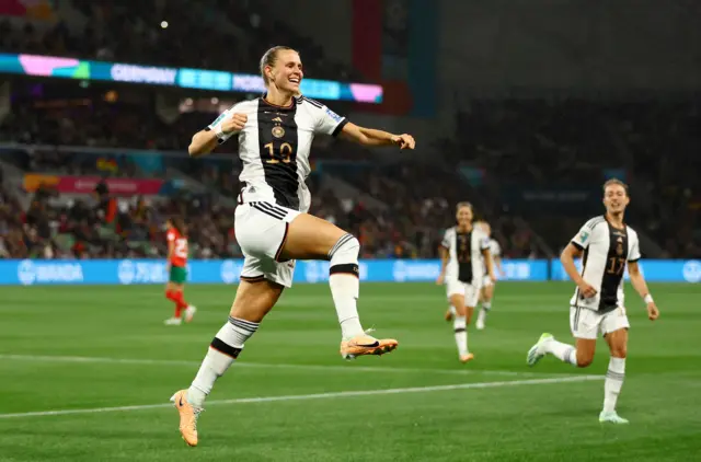 Germany's Klara Buhl celebrates scoring