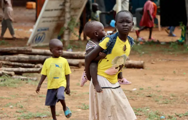 Children who fled Sudan in a camp near Juba, South Sudan - June 2023