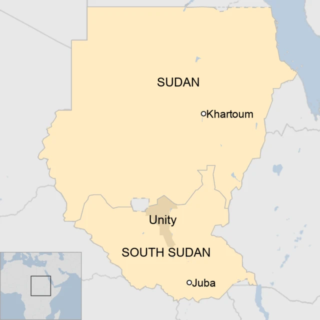 Map of Sudan and South Sudan