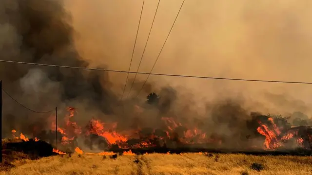 A blaze in the Kiotari area of Rhodes