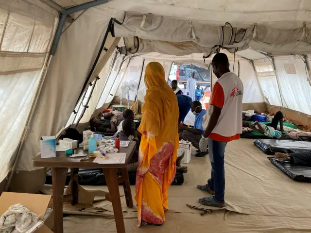 View of the emergency surgical wards set up by MSF teams to cope with influx of war wounded from Sudan, in Adre hospital, Chad June 15, 2023 in this handout image.