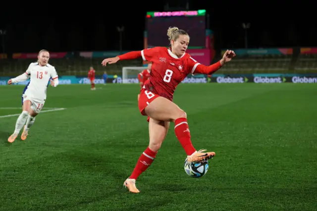 Nadine Riesen controls the ball