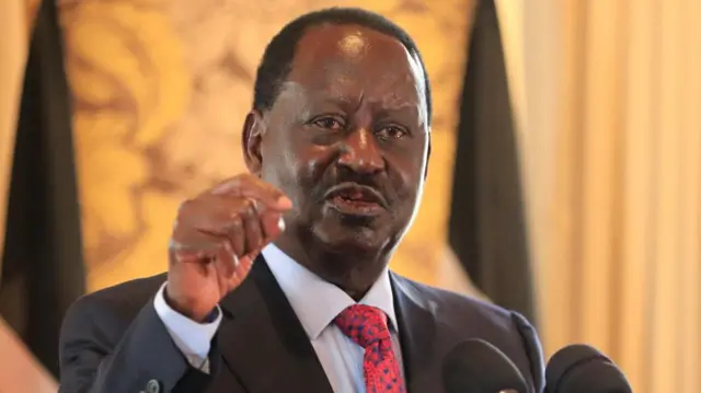 Kenya's opposition leader Raila Odinga of the Azimio La Umoja (Declaration of Unity) One Kenya Alliance, addresses members of the International Press Association of East Africa, on the anti-government protests against the imposition of tax hikes by the government, in Nairobi, Kenya July 25, 2023