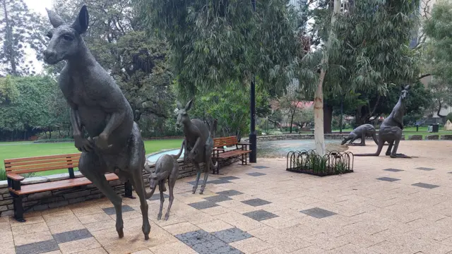 Kangaroo statues in Perth