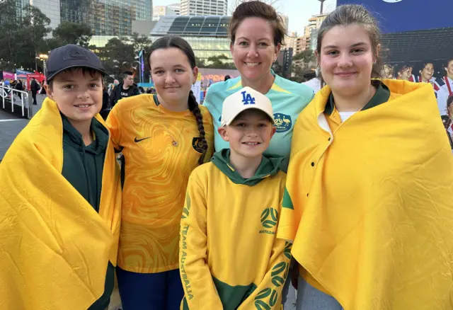 Australia fans at a fan park in Sydney