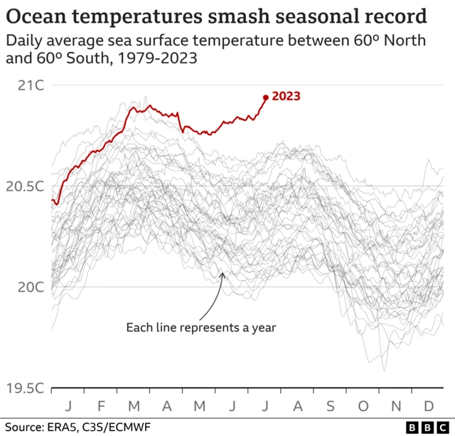 Ocean temperatures graphic