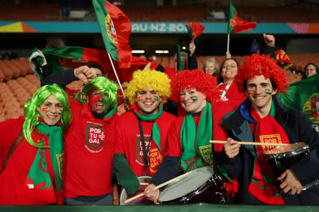 Portugal fans sing ahead of kick off.