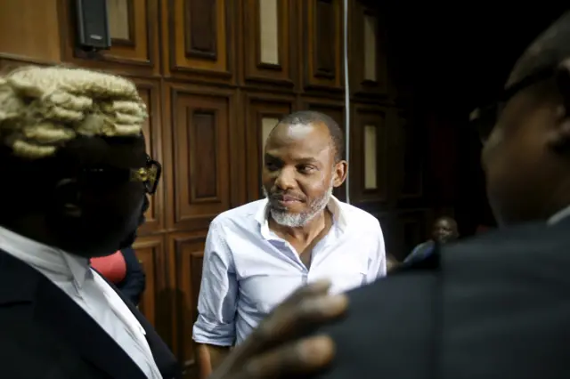 Indigenous People of Biafra (IPOB) leader Nnamdi Kanu is seen at the Federal high court Abuja, Nigeria January 20, 2016.